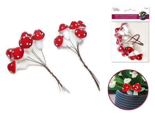 Mini Foam Mushroom Picks 12pc
