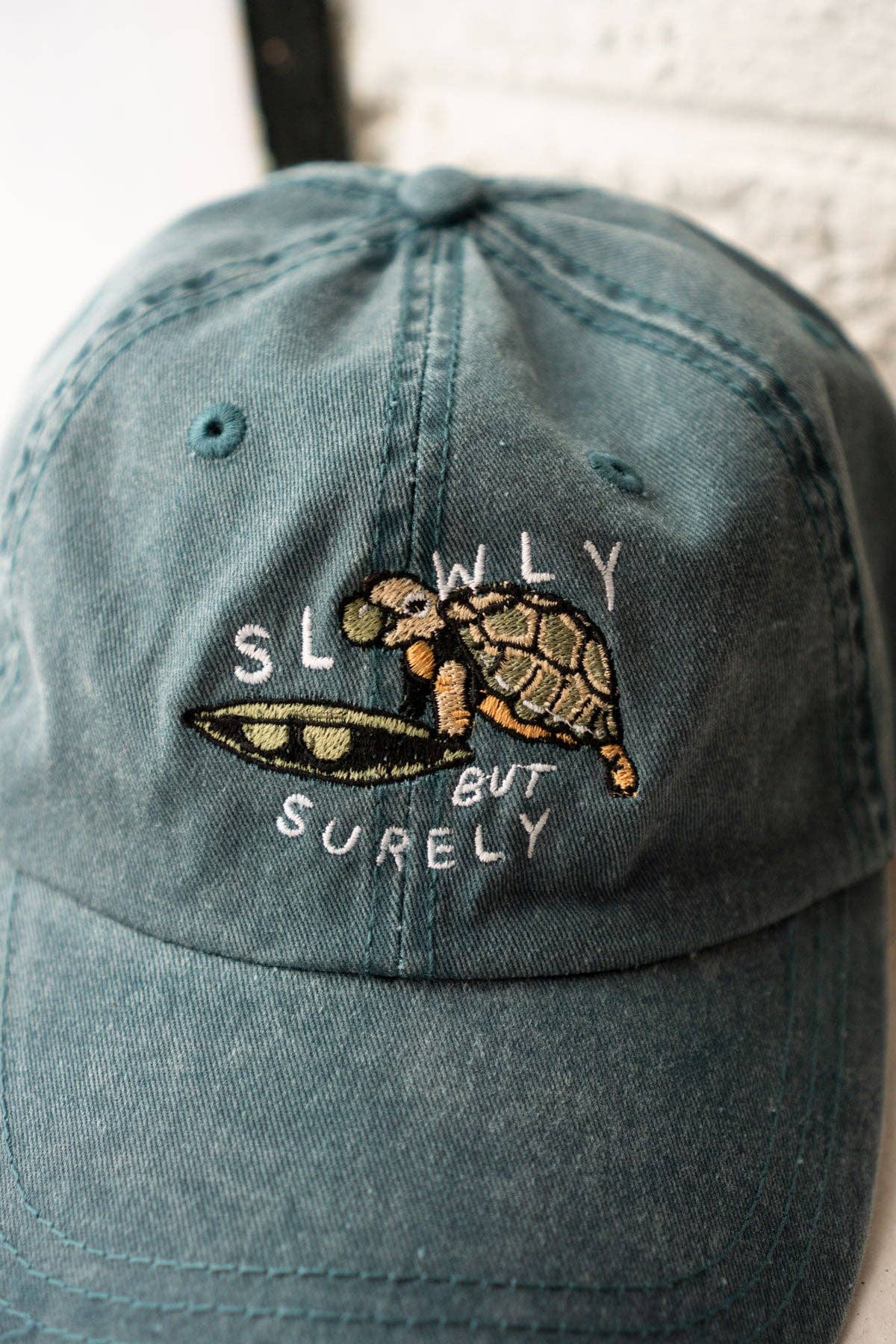 Slowly Turtle Dad Hat: Vintage Teal