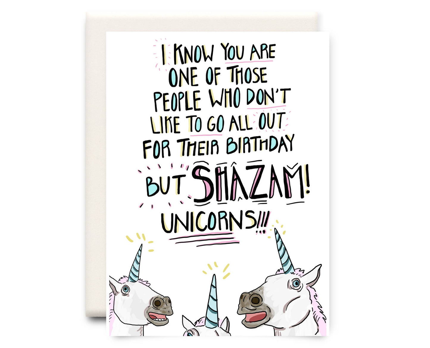 Shazam! Unicorns! Birthday Card