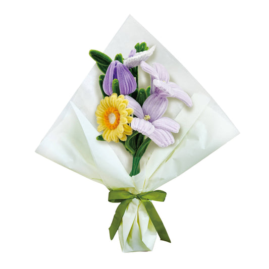 DIY Chenille Flower Bouquet Kit – Yellow & Purple Mix