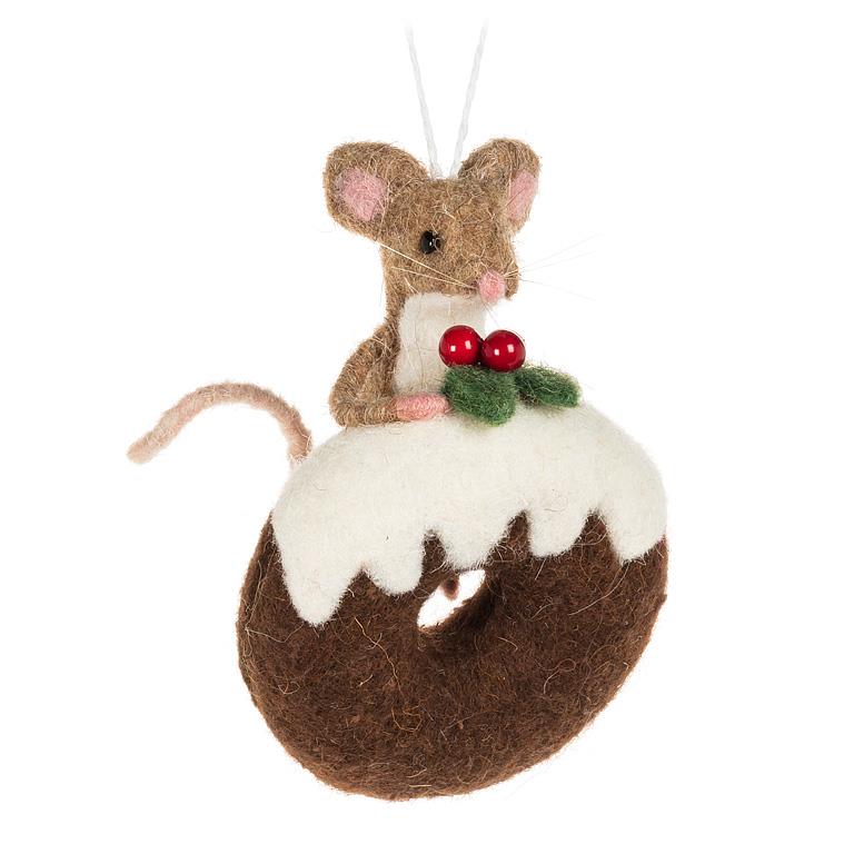 Mouse on Donut Ornament-5"H