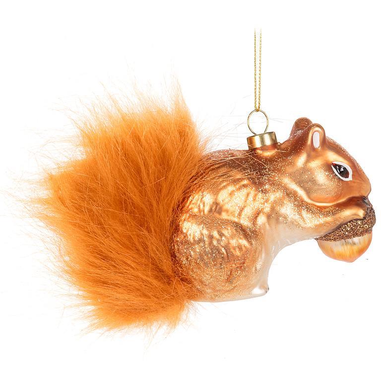 Download Images Red Squirrel with Fur Tail Ornament