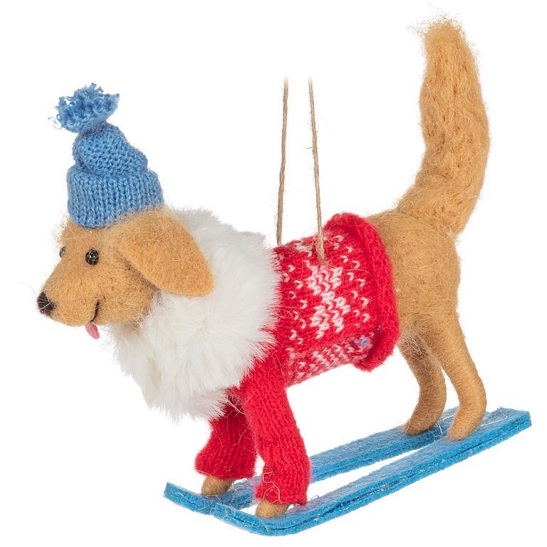 Winter Dog on Sled Ornament