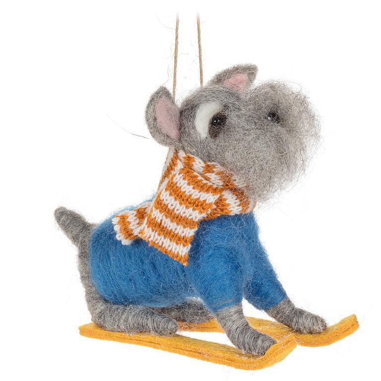 Winter Schnauzer on Sled Ornament