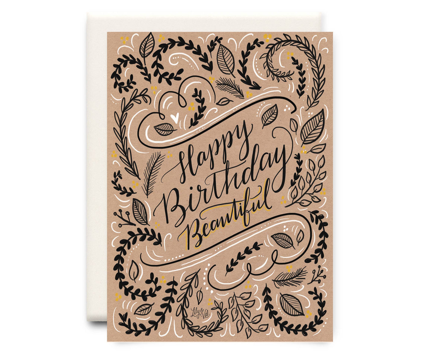 Brown Paper Birthday Floral Card