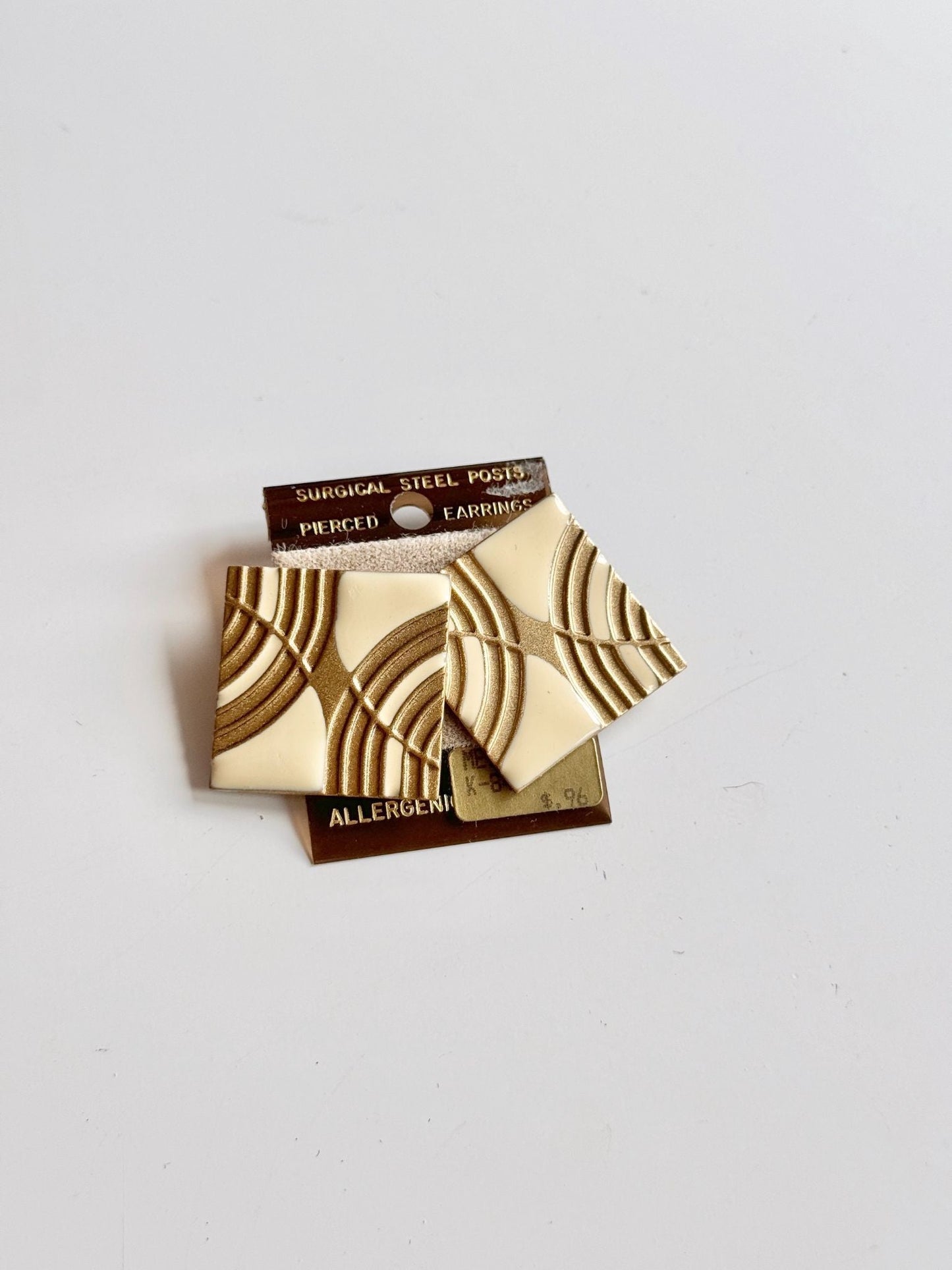 Vintage 80's Unsigned Gold Enamel Earrings - 5