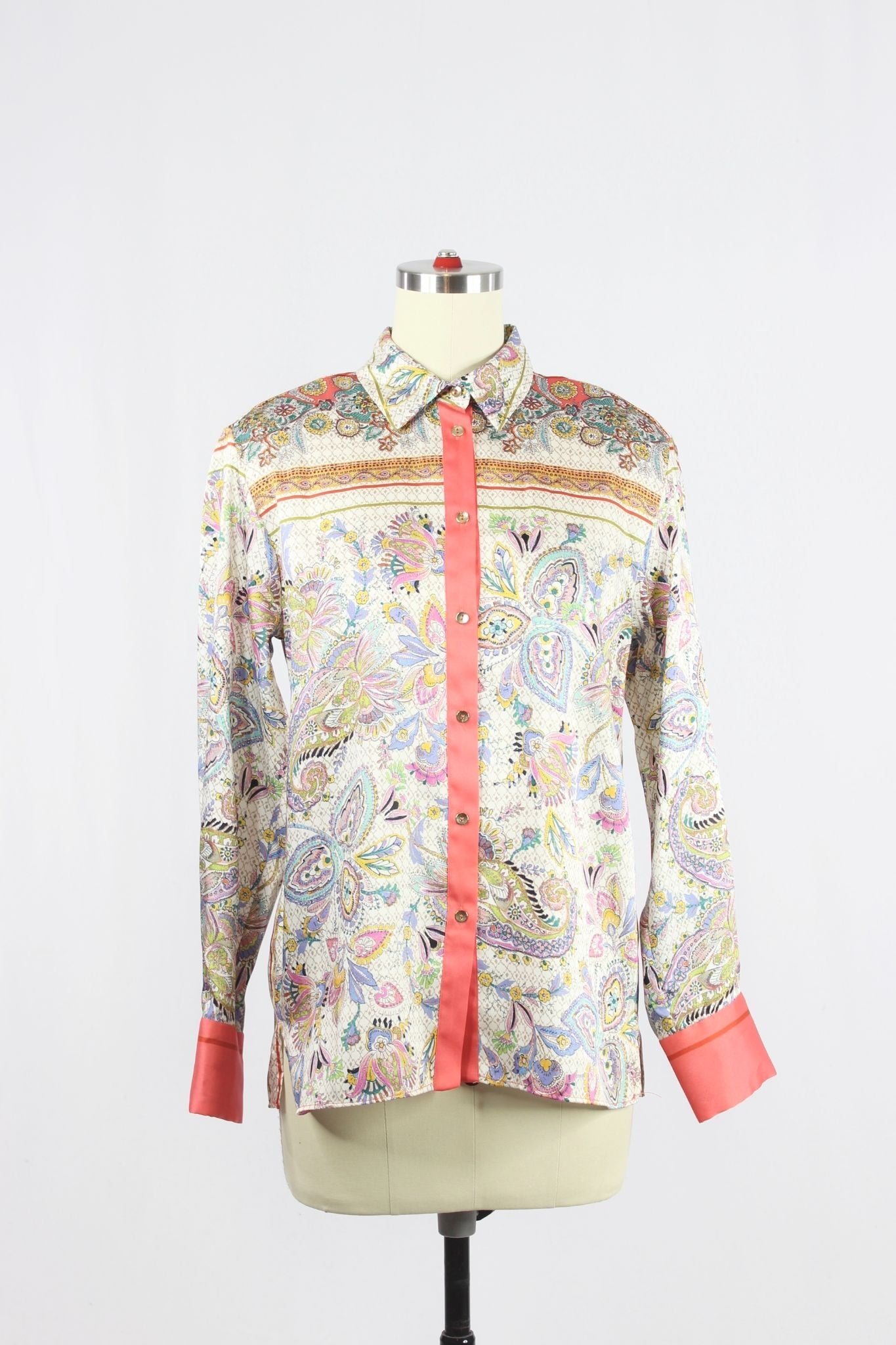 ZARA BLOGGERS FAVORITE PAISLEY top PATCHWORK EQUESTRIAN CHAIN ROPE SATIN BLOUSE