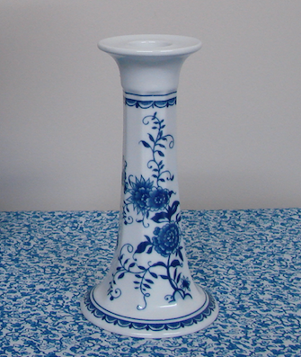 Blue and white floral candlestick holder - 1