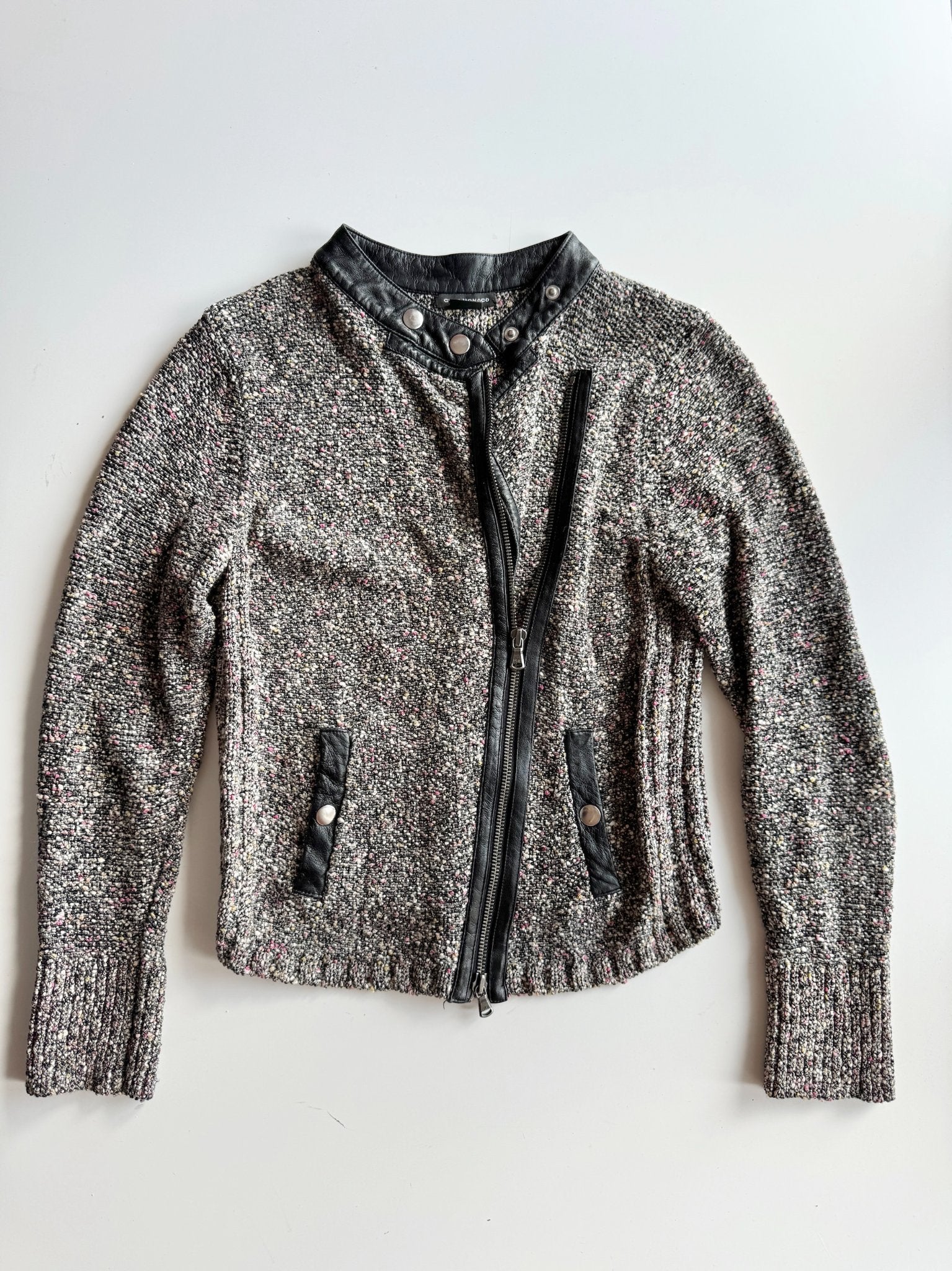 CLUB MONACO Tweed Leather Jacket Duck Dodo