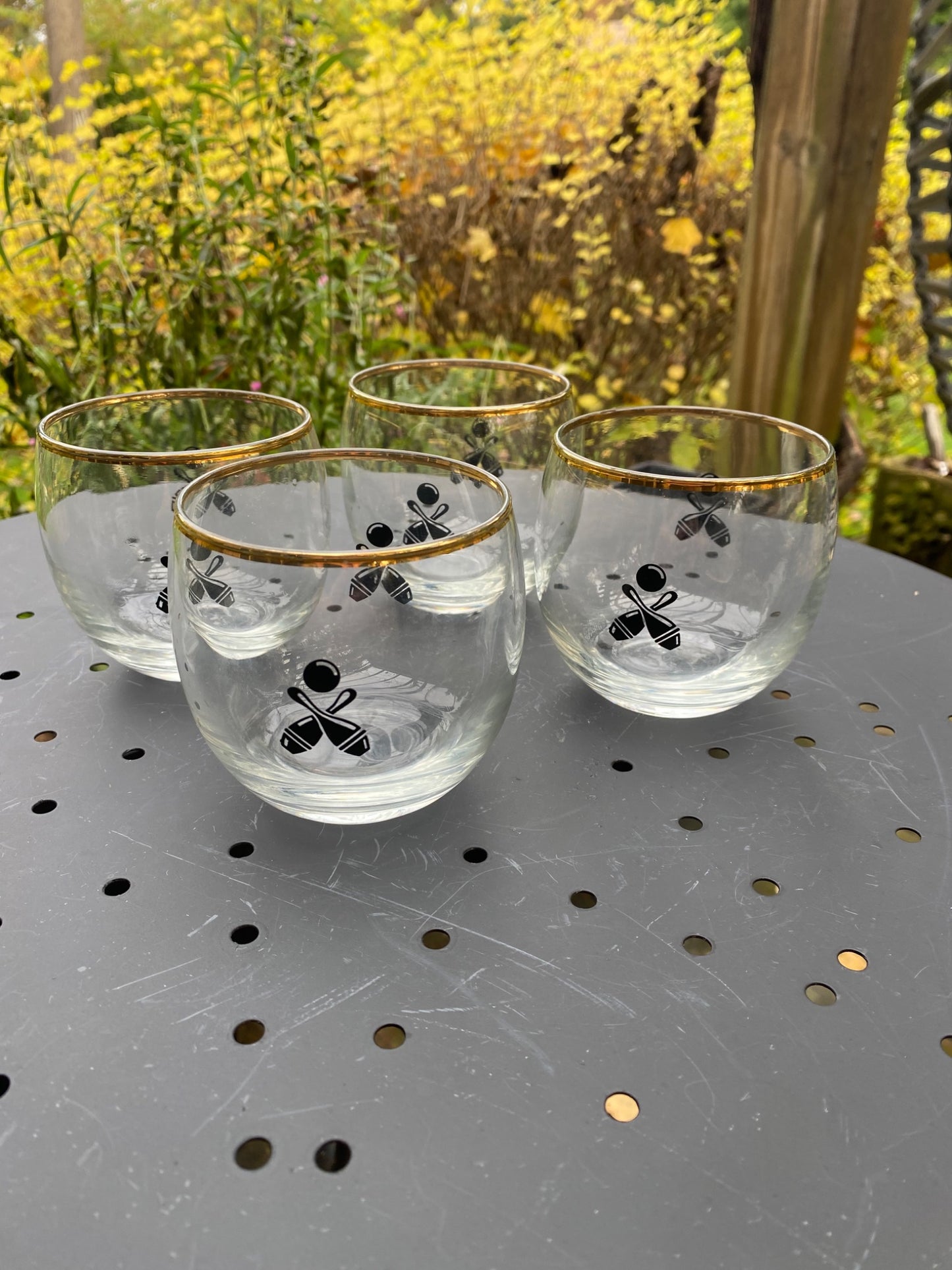 Bowling theme vintage low ball glasses - 1