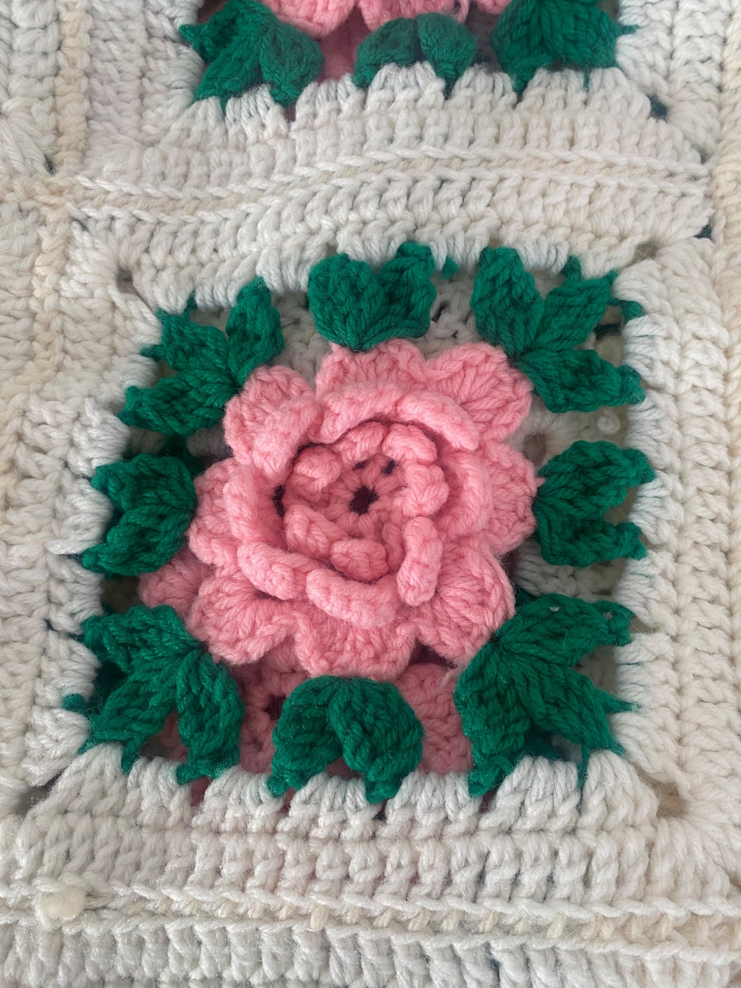 Granny Square Crochet Rosette Afghan - 2