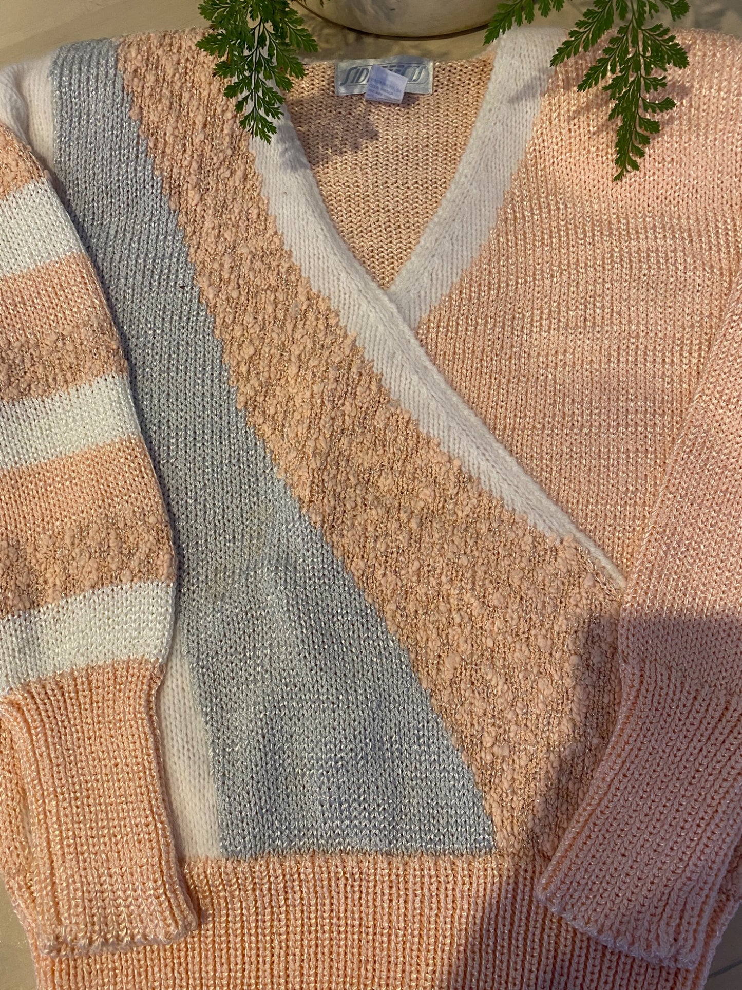 80’s Shimmer Sweater in Peach - 2