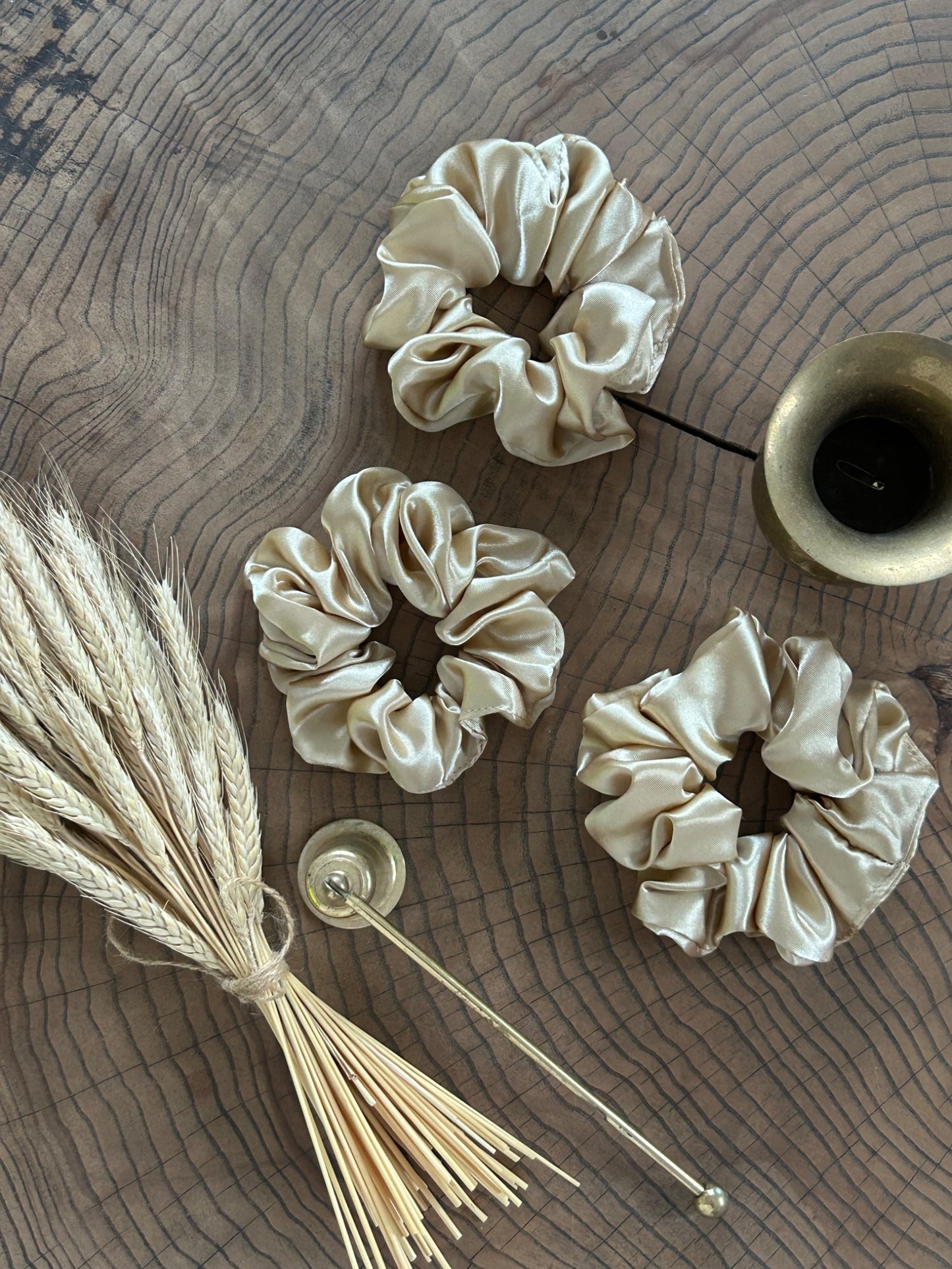 the gold satin upcycled scrunchie - 1