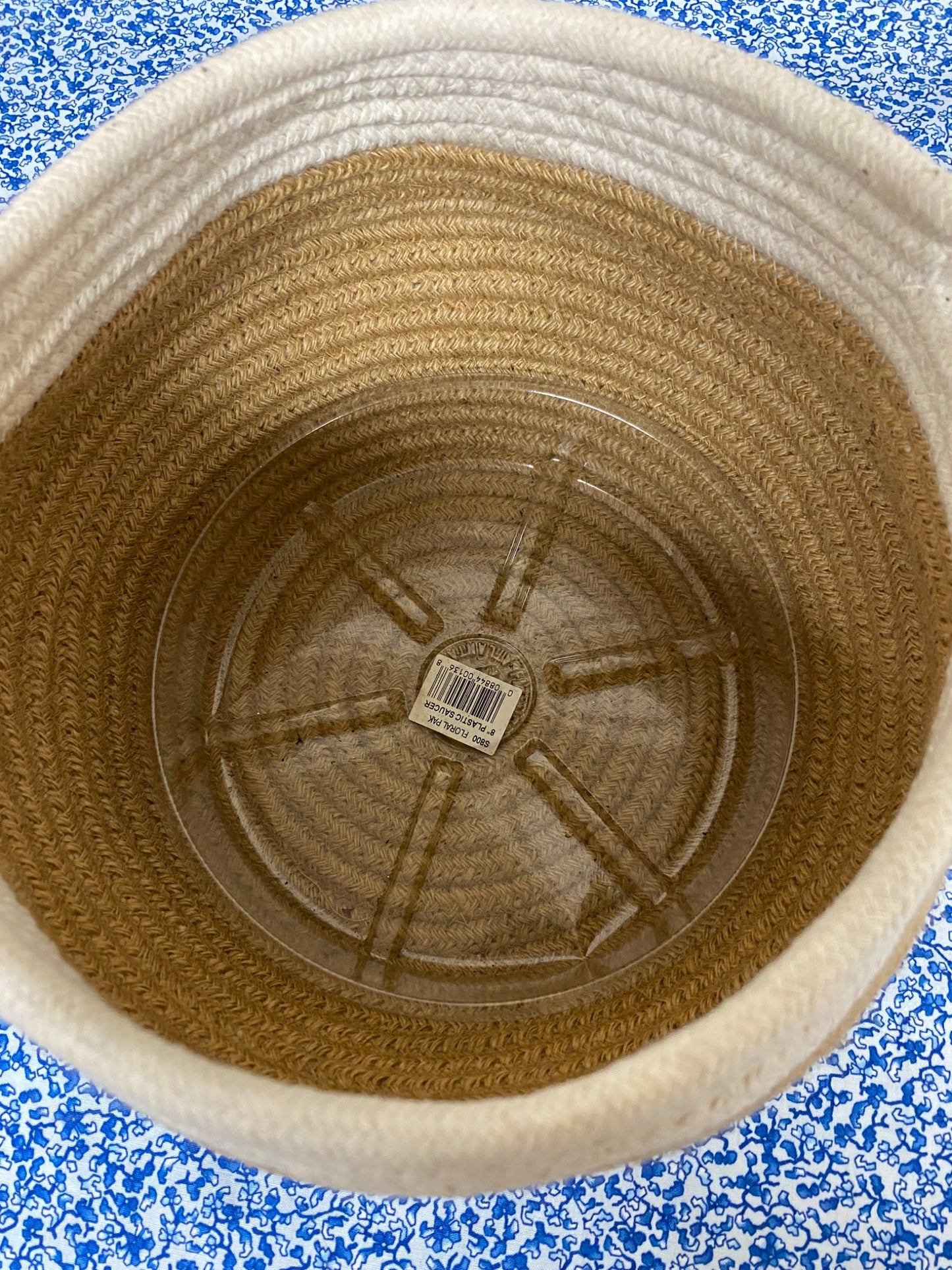 woven coil plant basket with tray - 2