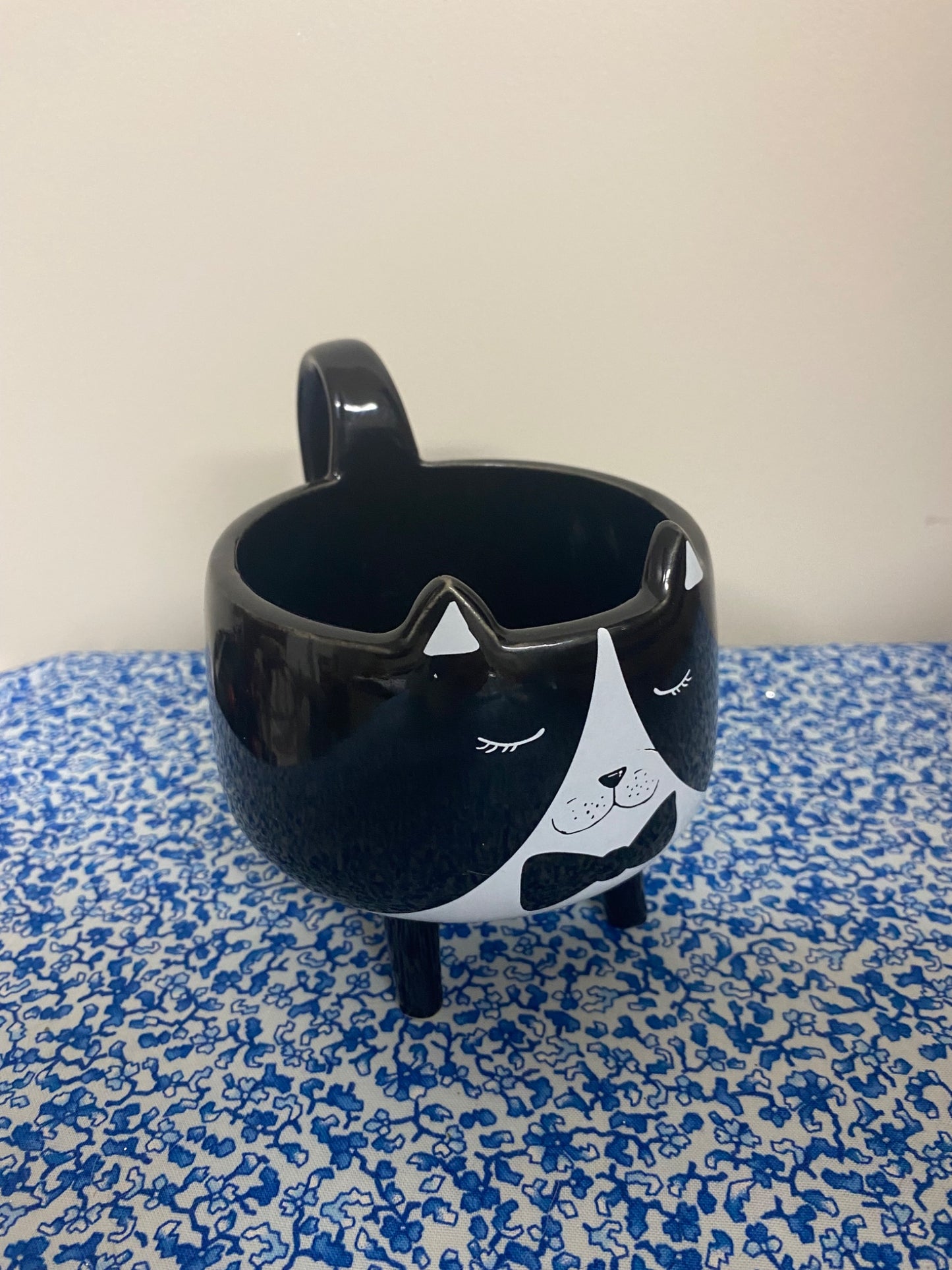 Tuxedo cat mug planter - 1