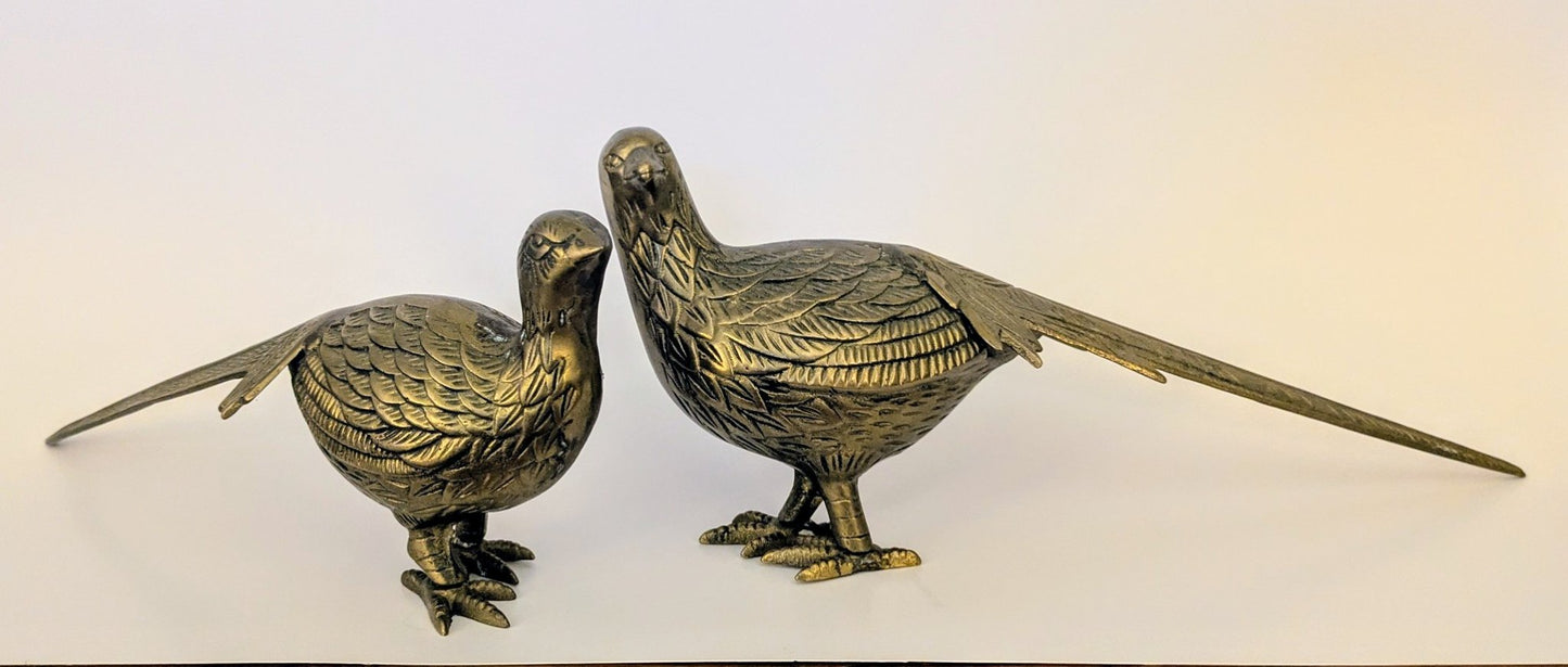 Pair of Vintage Brass Pheasants - 1