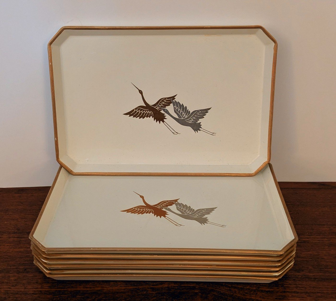 Otagiri Japan Lacquerware Tray w/ Cranes - 1