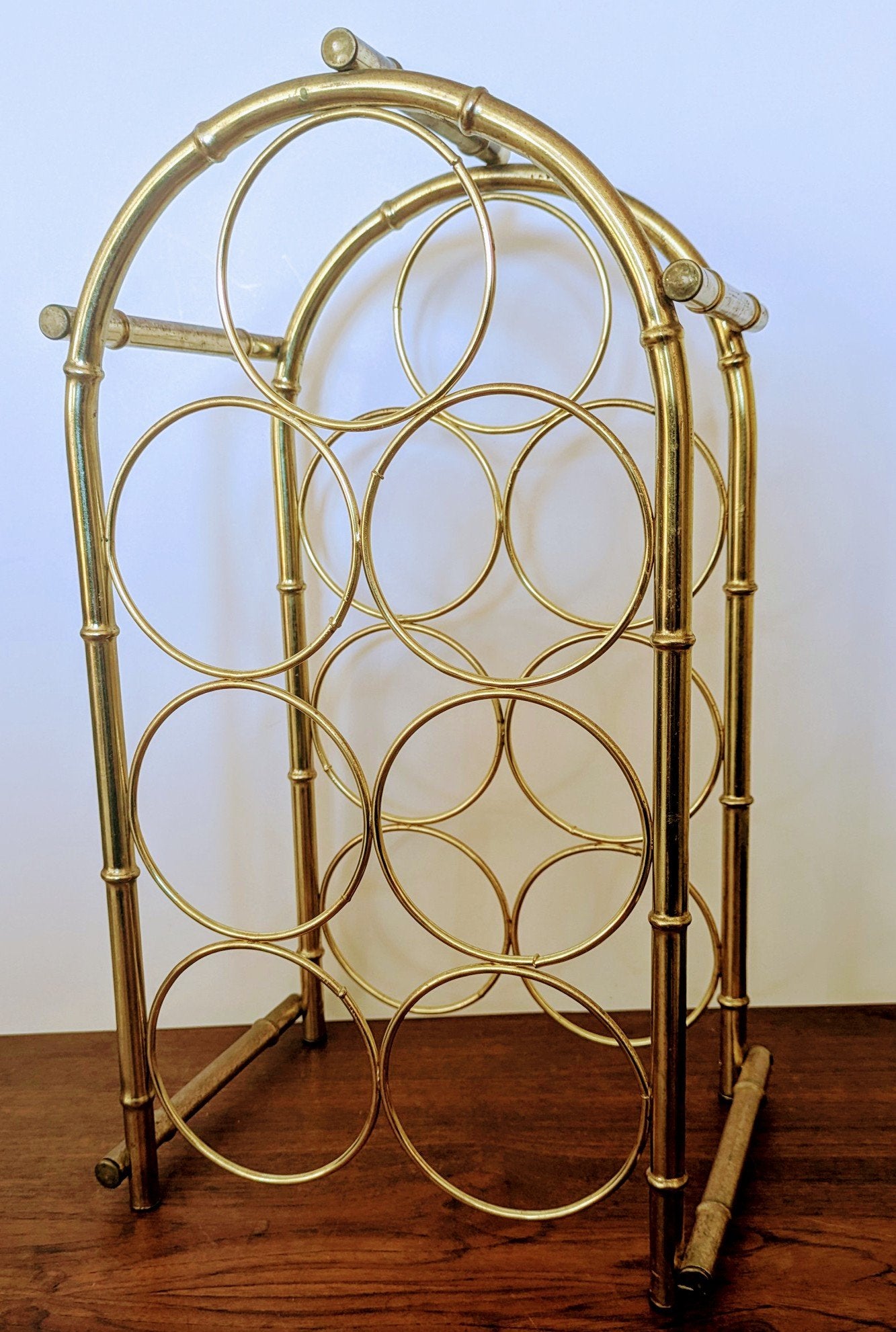 Vintage Brass Bamboo Wine/Bottle Rack - 1