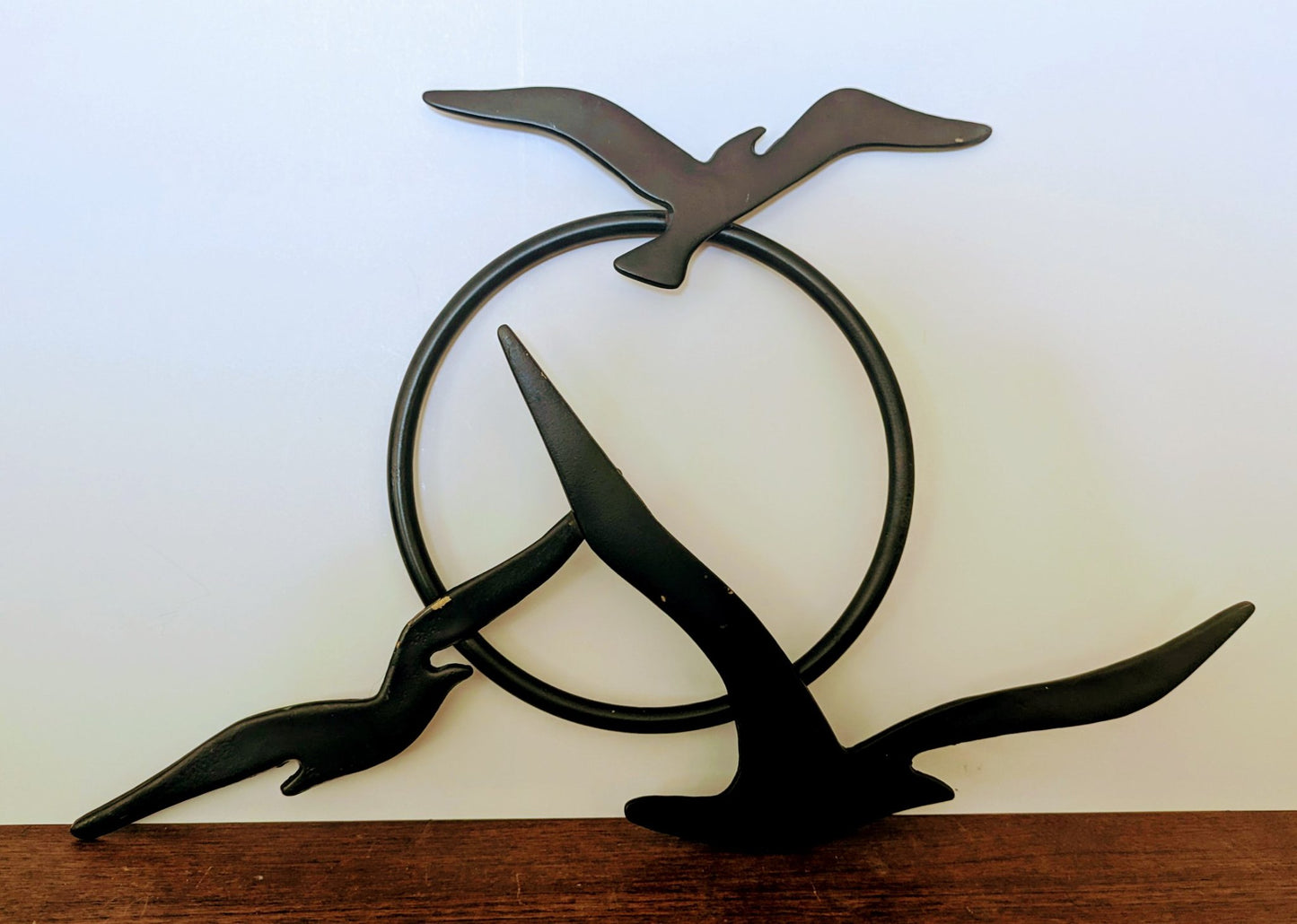 Painted Brass 3 Seagulls Sun Wall Art - 1