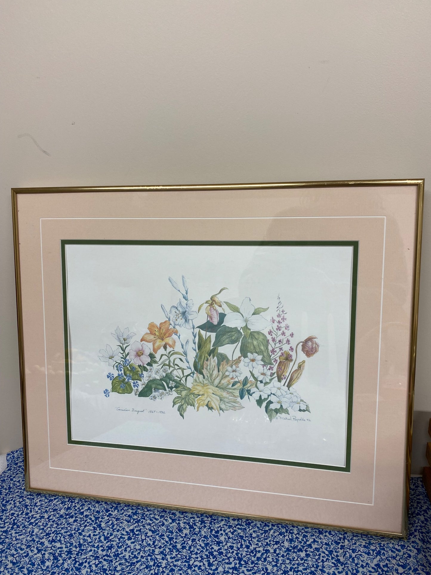 canadian bouquet art gold frame - 1