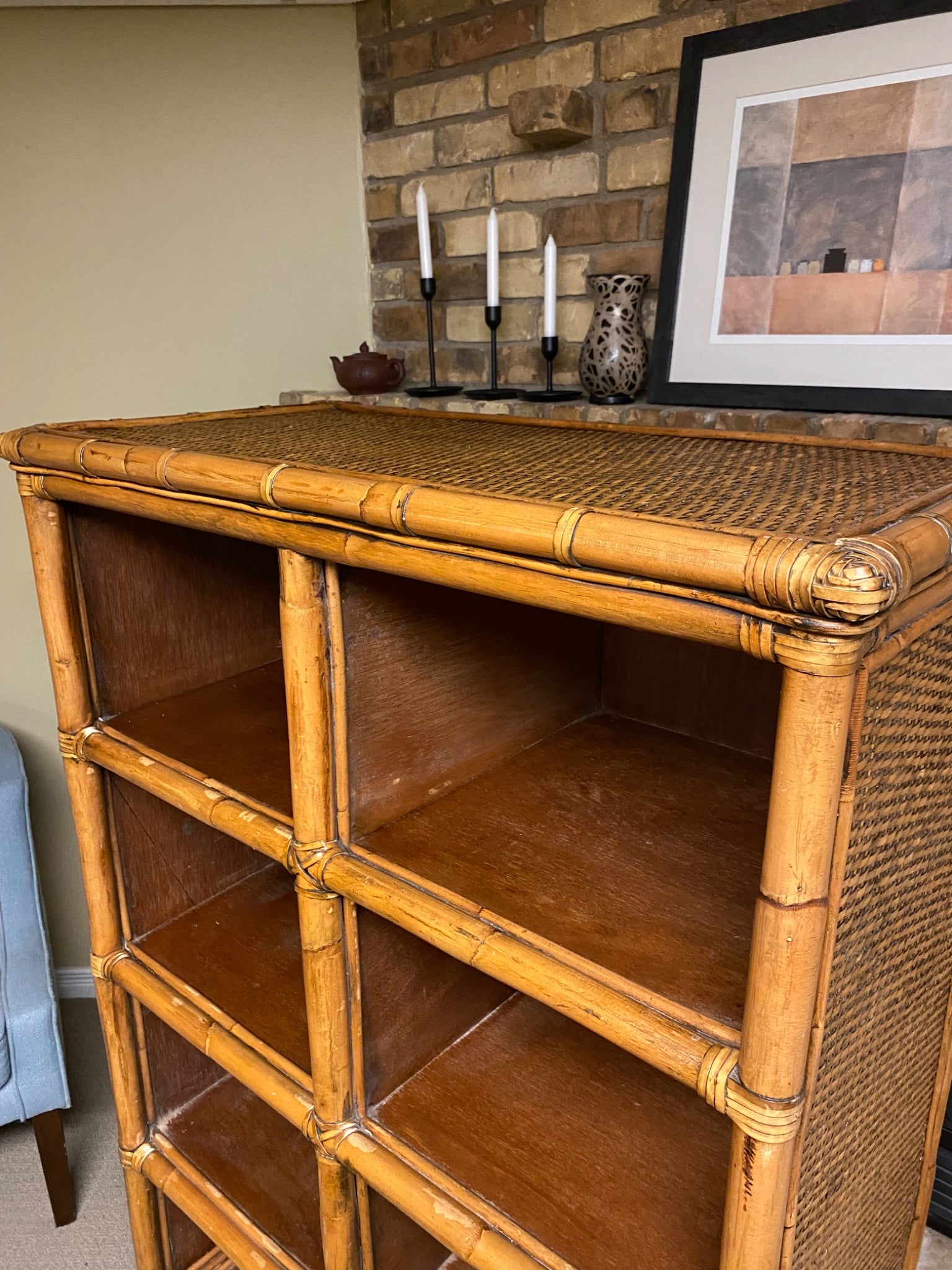 bamboo & wicker shelf - 8