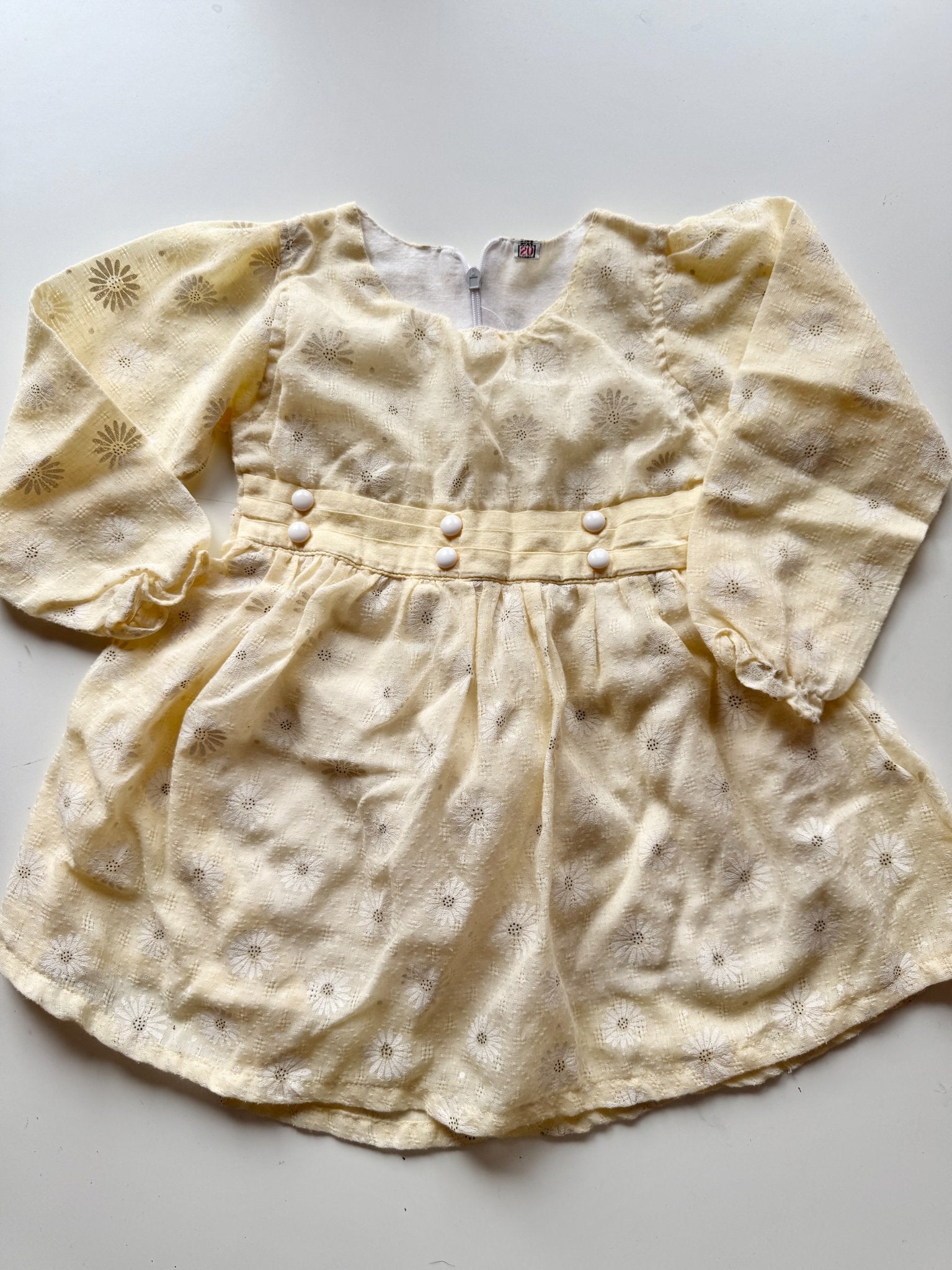0328 Vintage girls' yellow dress - 1