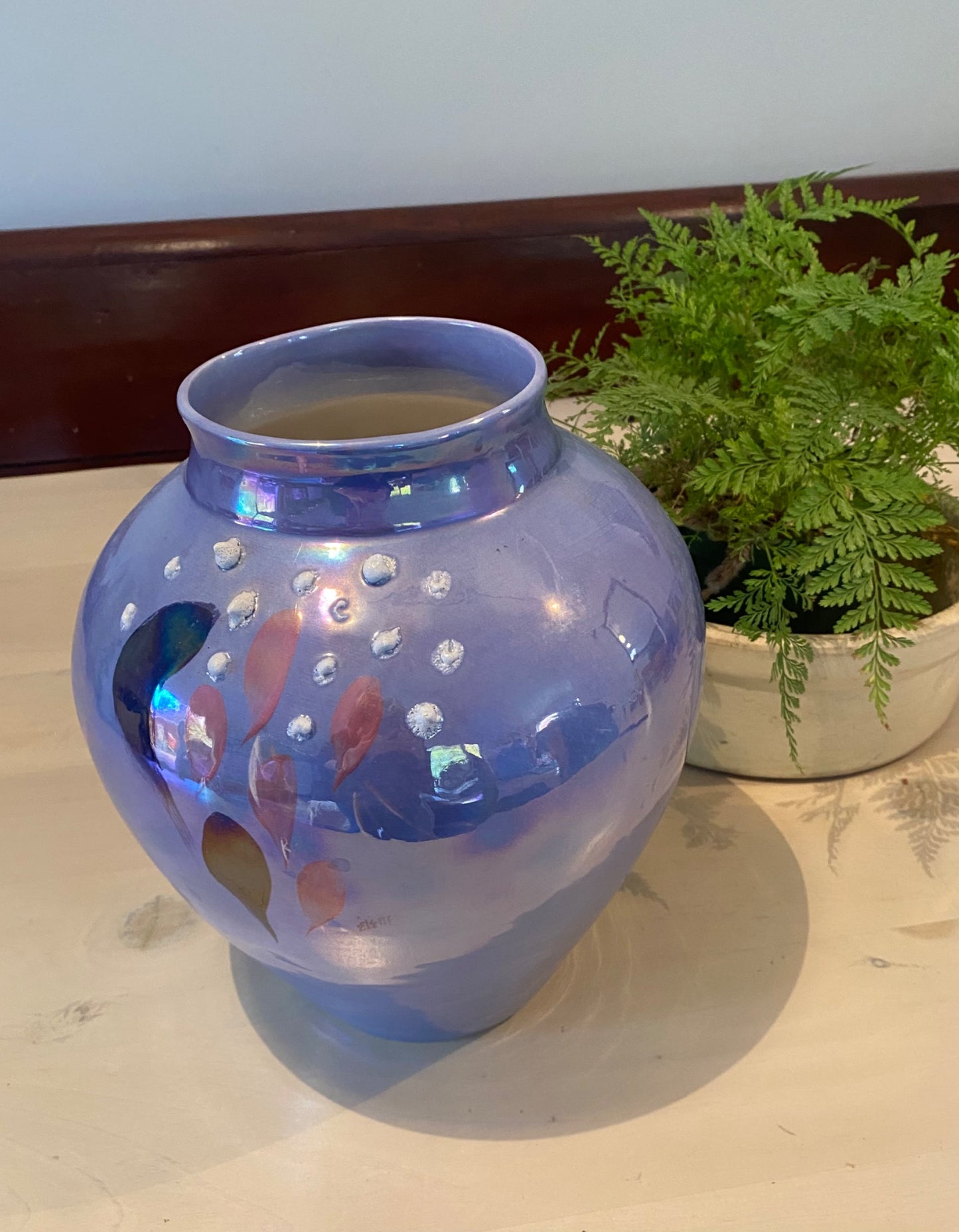 Blue Iridescent 80’s Vase
