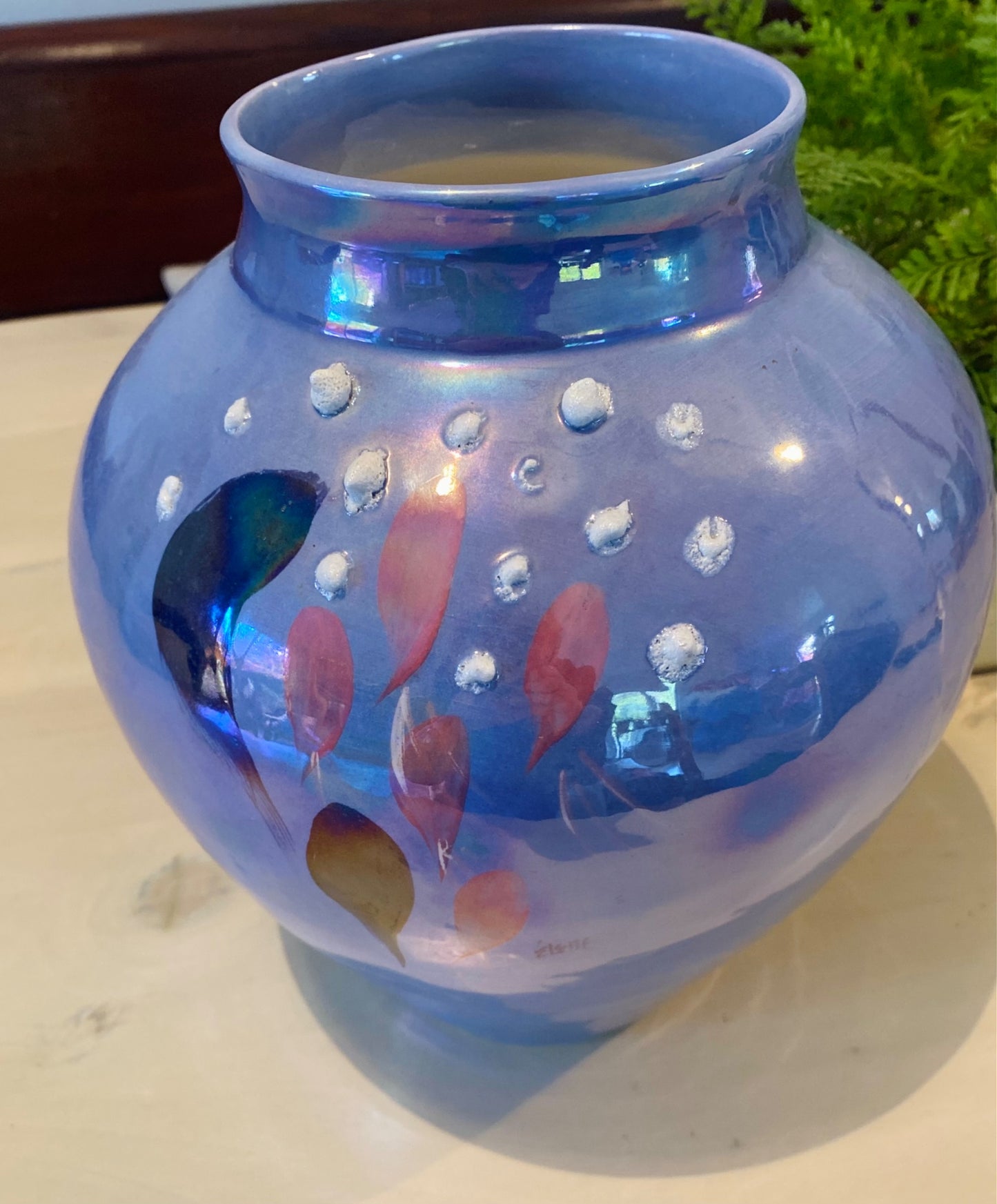 Blue Iridescent 80’s Vase