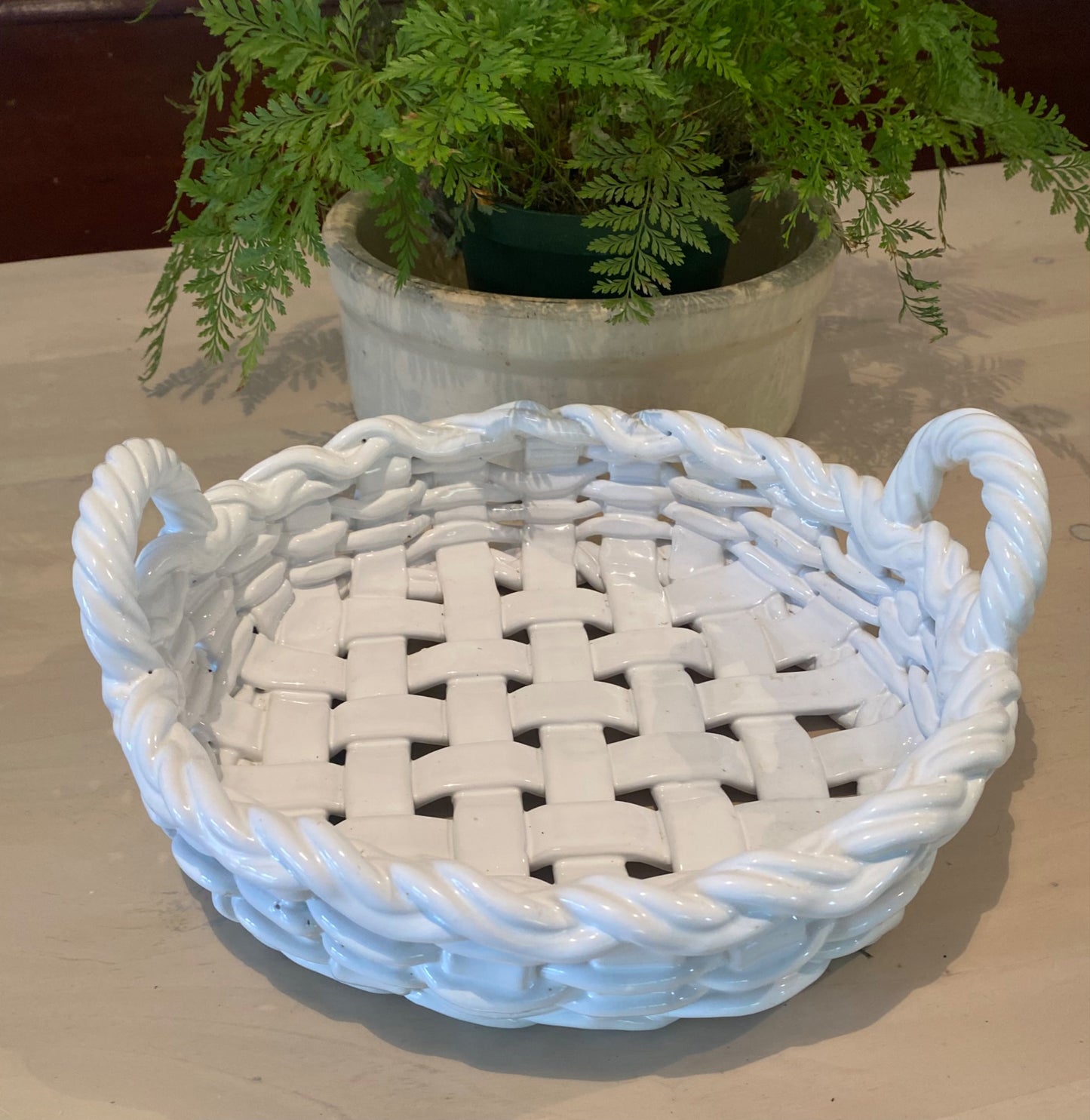 White Woven Pottery Basket