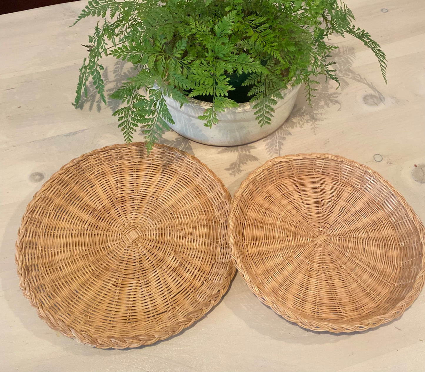 Set of wicker wall baskets