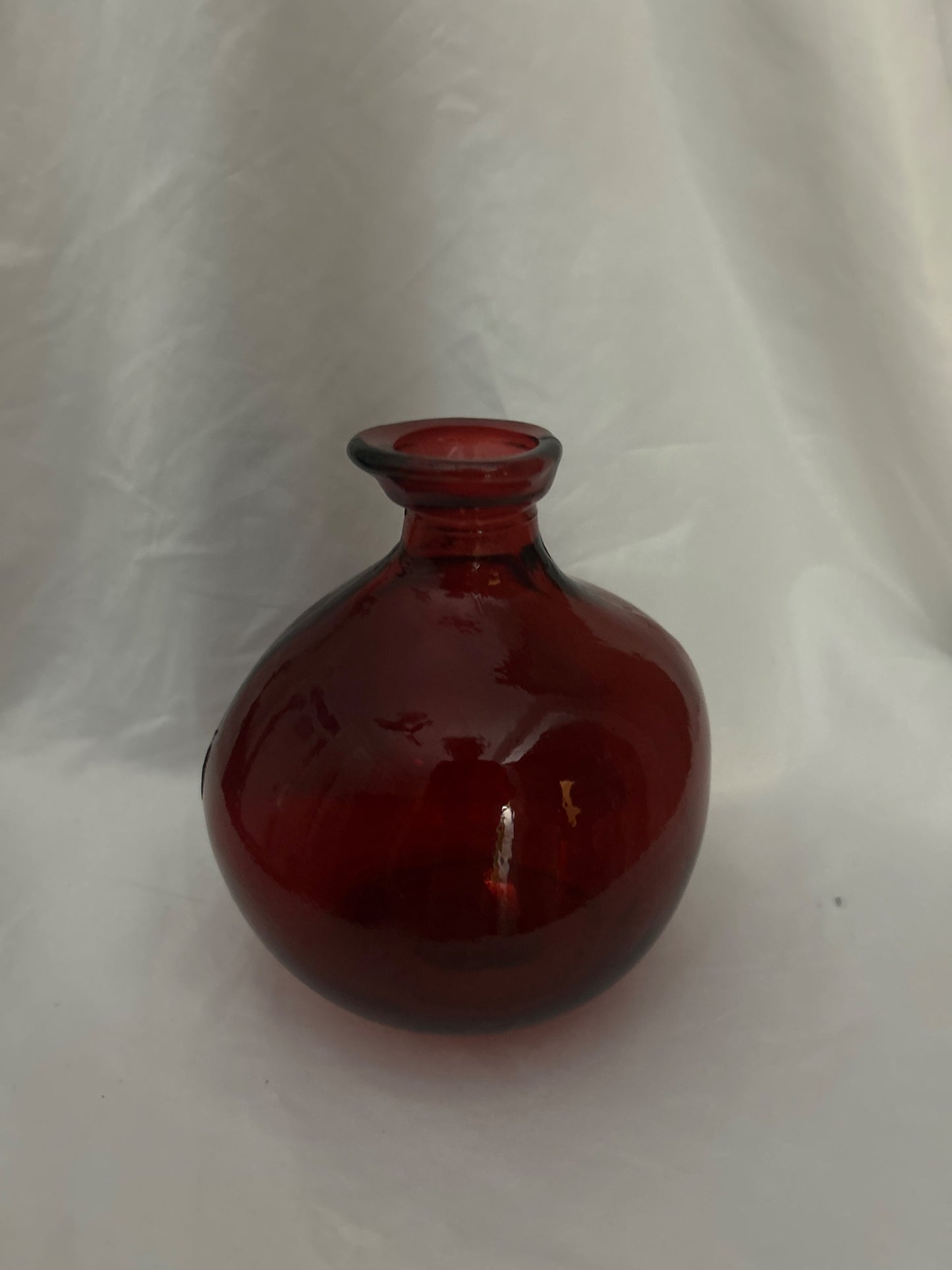 Red hand blown vase