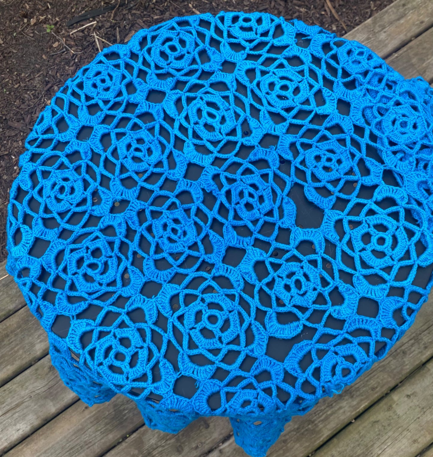 Blue Crochet Cover/ Tablecloth