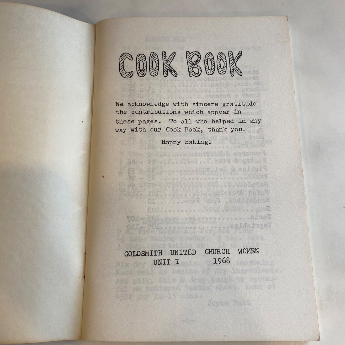 Goldsmith United Church Women Cookbook