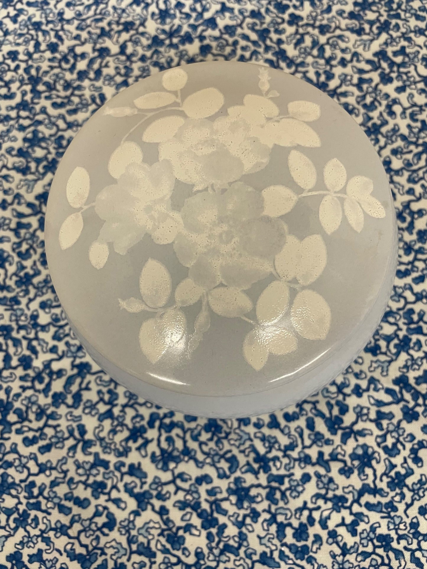 ceramic light blue floral trinket dish