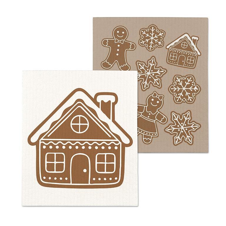 Gingerbread Dishcloths. Set of 2