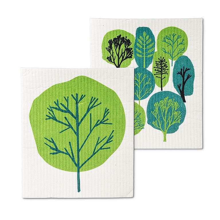 Allover Green Trees Dishcloth
