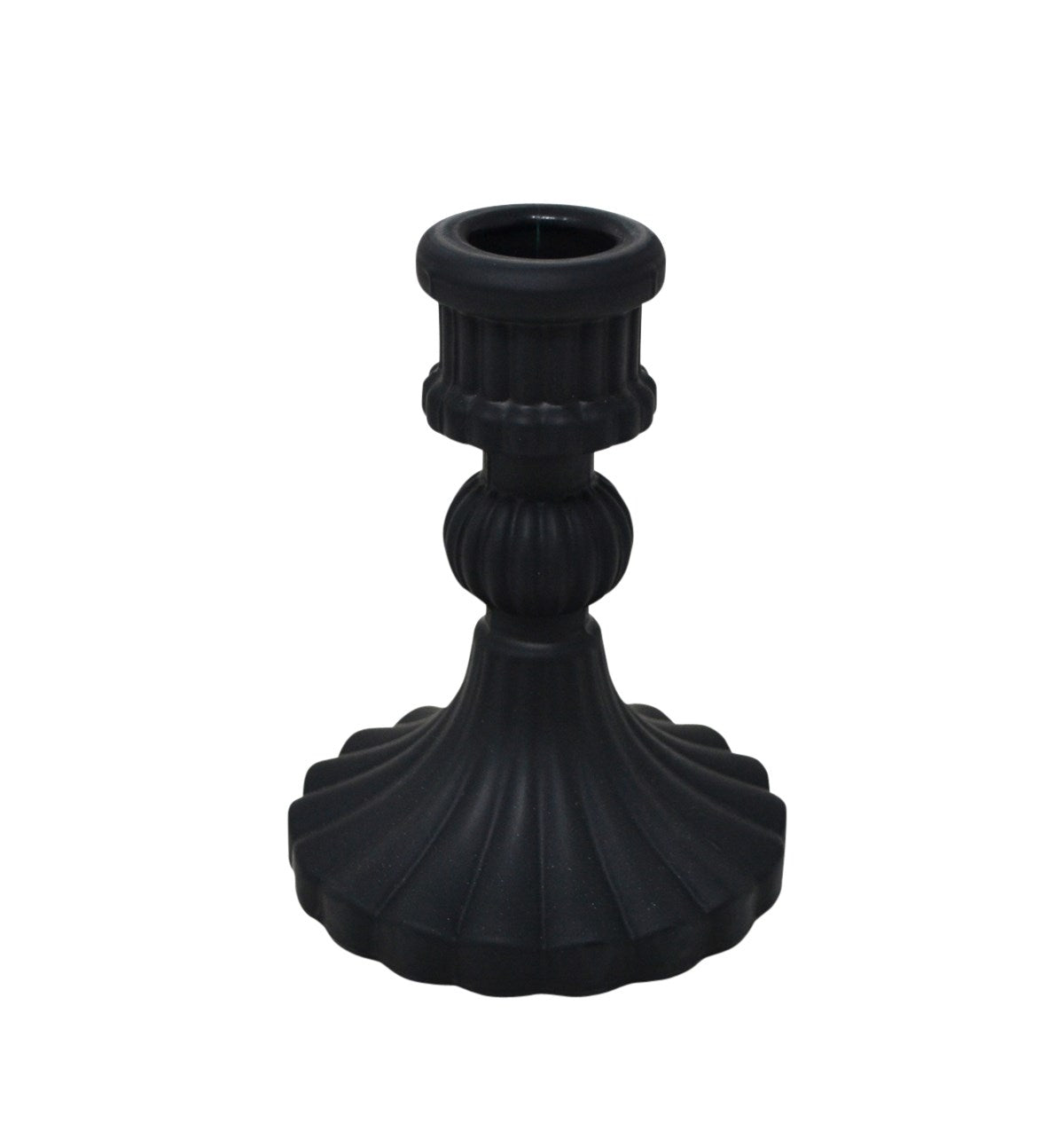 glass candle stick holder - black