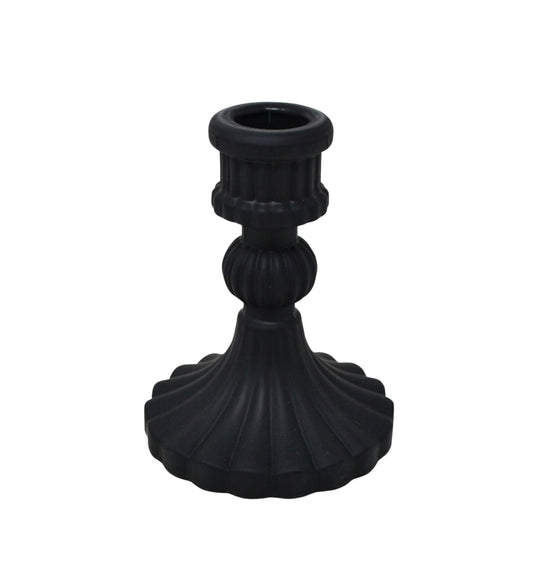 glass candle stick holder - black