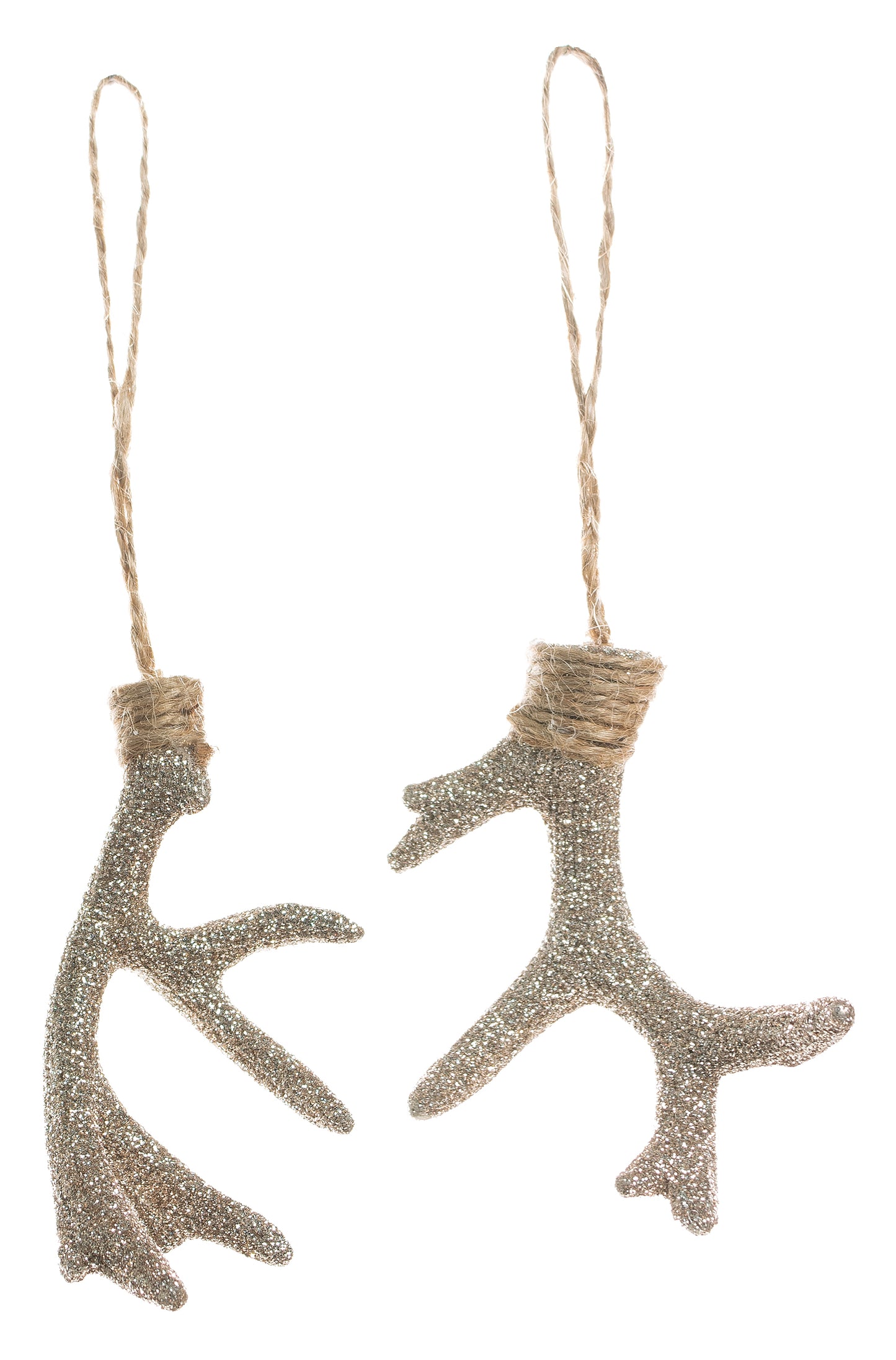 textured resin antler ornament - set of 2