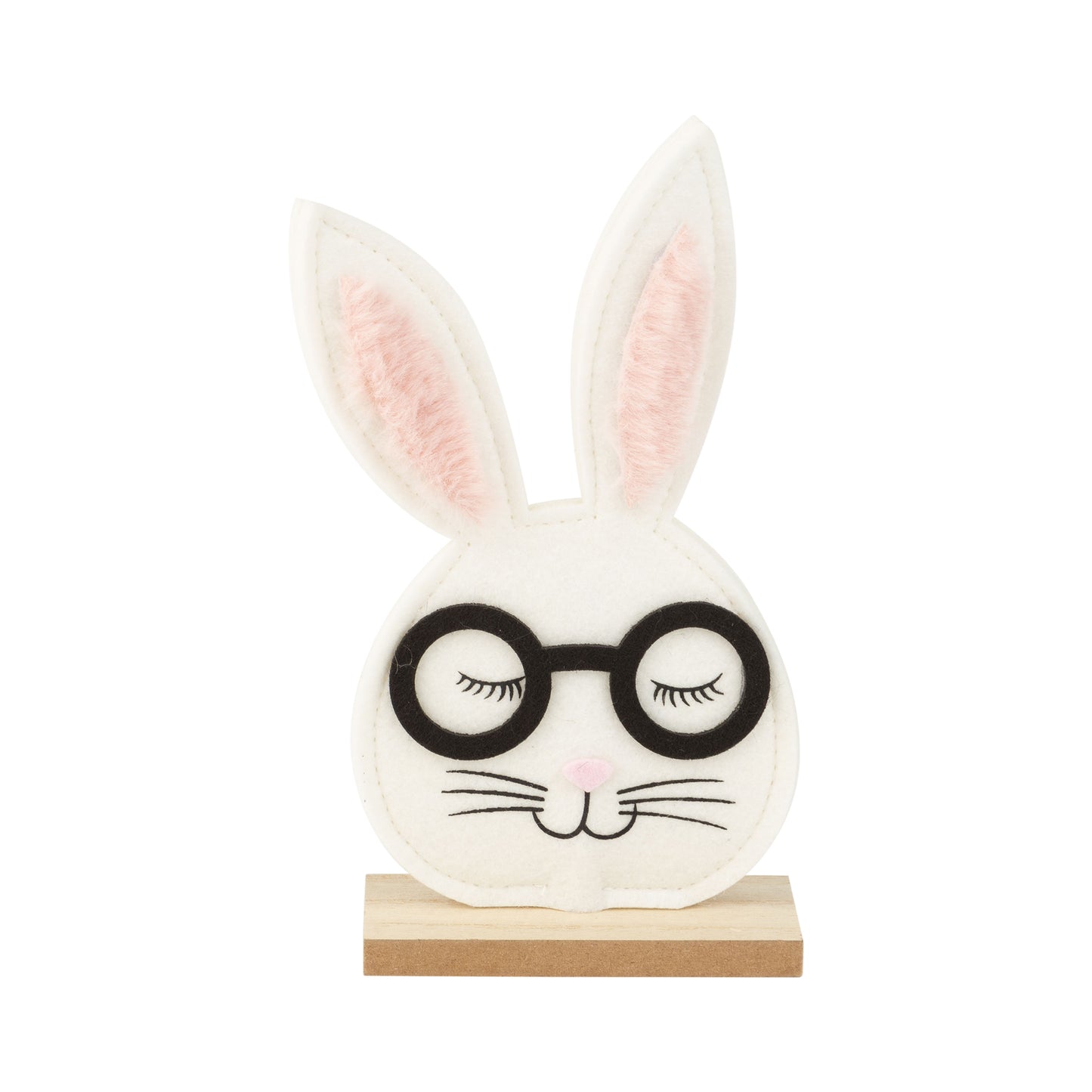 Felt bunny face with wood glasses - large