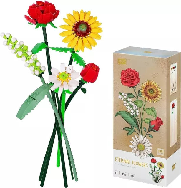 red rose and daisies - 3D Flower