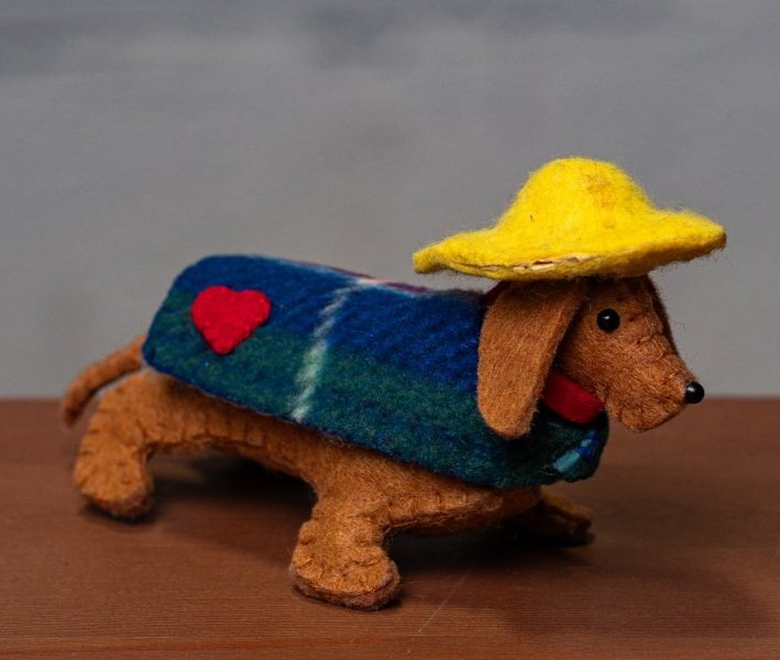 DIY Gertie the Dachshund Sewing Kit with hat & Coast