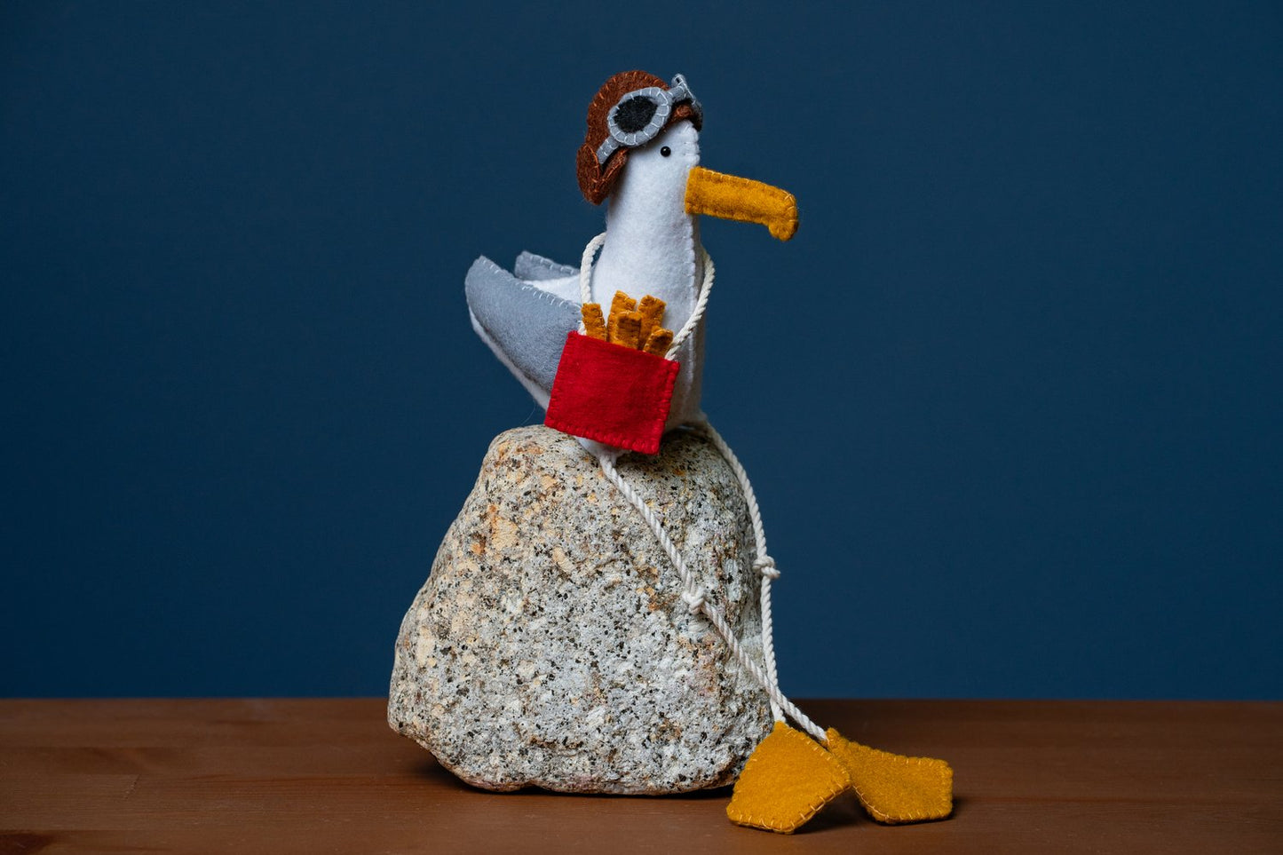 Maritime Seagull with pilot hat and fries Sewing Kit