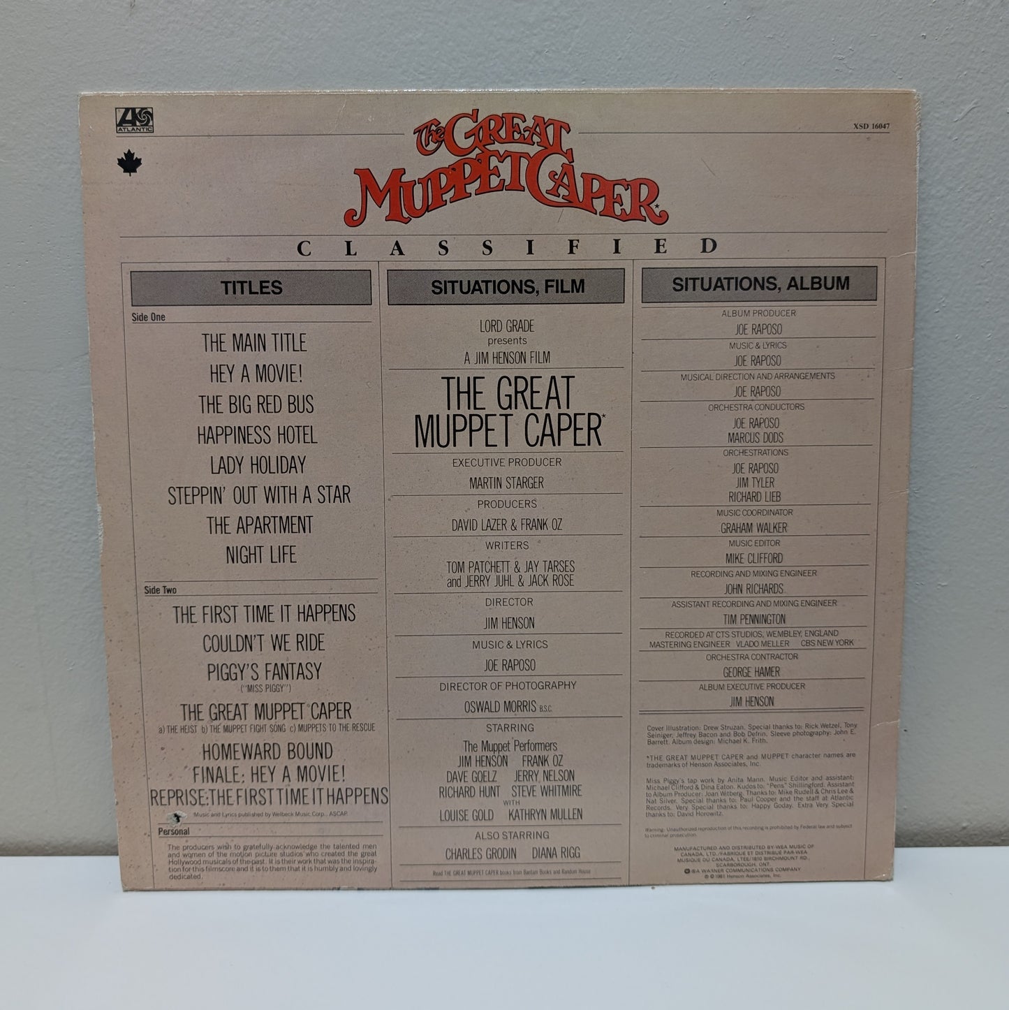 The Great Muppet Caper Soundtrack LP