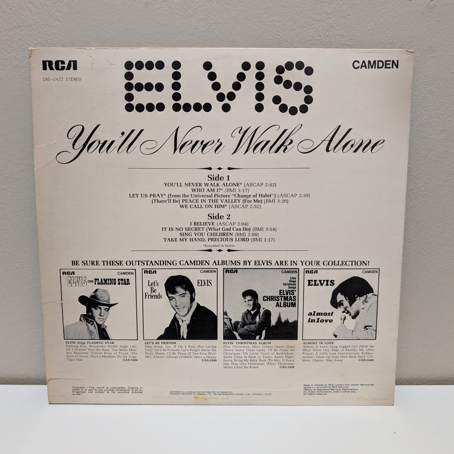 Elvis Presley You'll Never Walk Alone LP