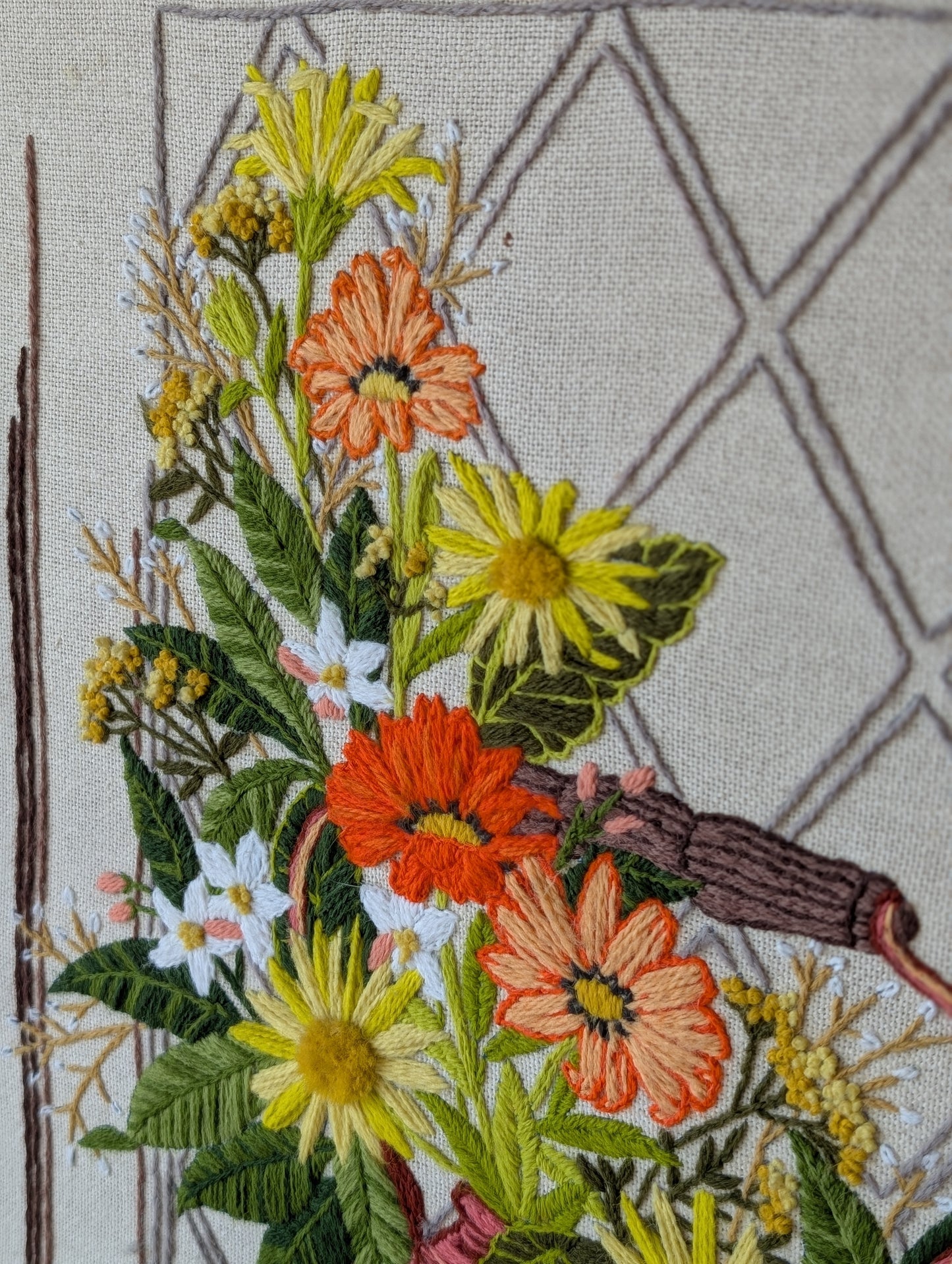 Copper Kettle Floral Completed Needlepoint