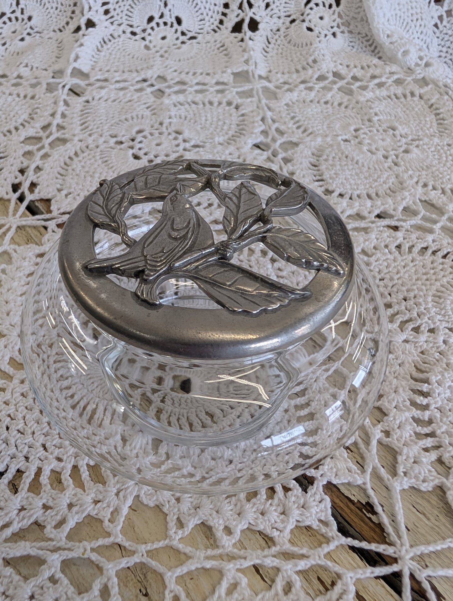 Bird Pewter Potpourri Bowl