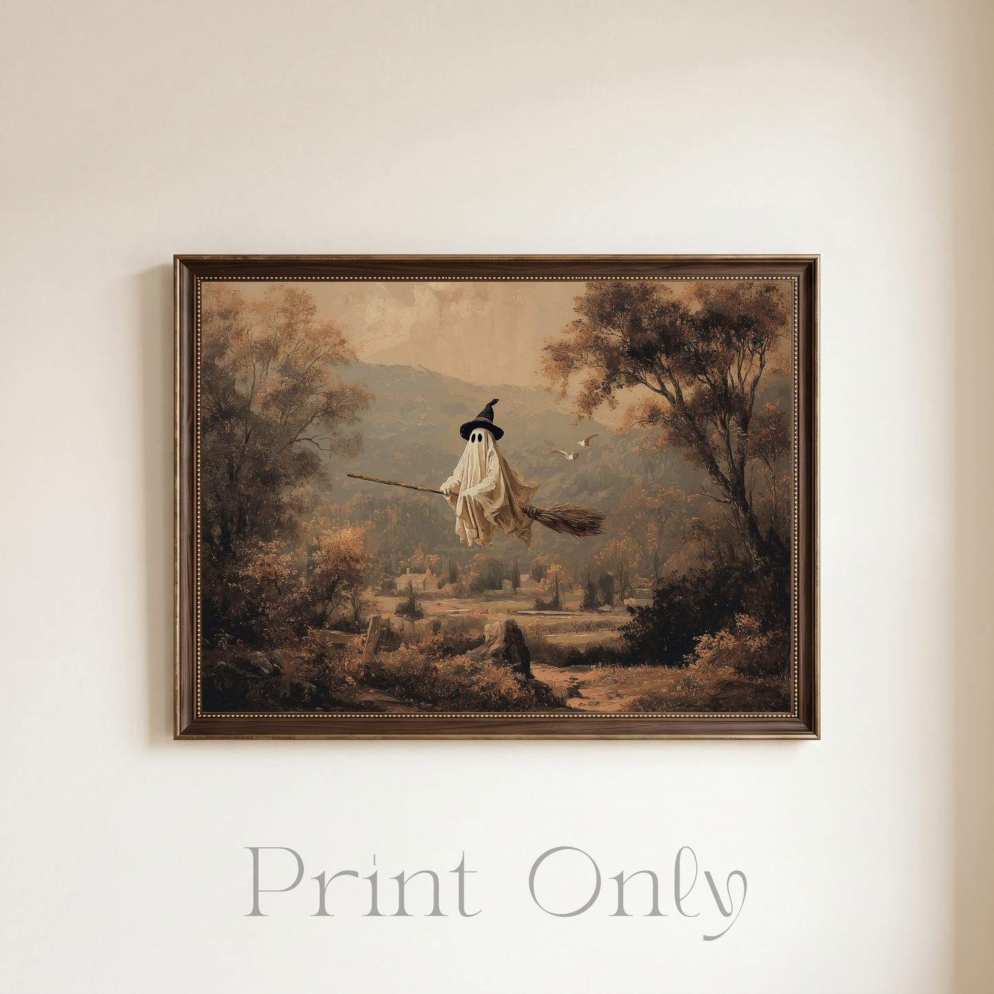 Ghost On Broom Print