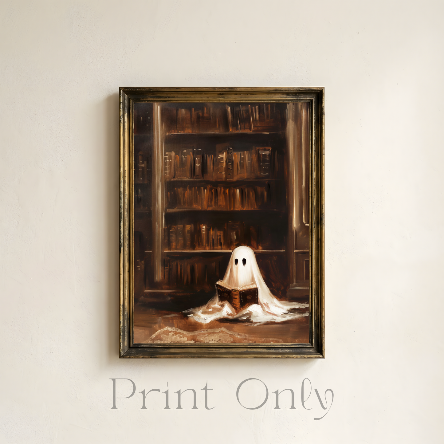 Ghost with Bookcase Print