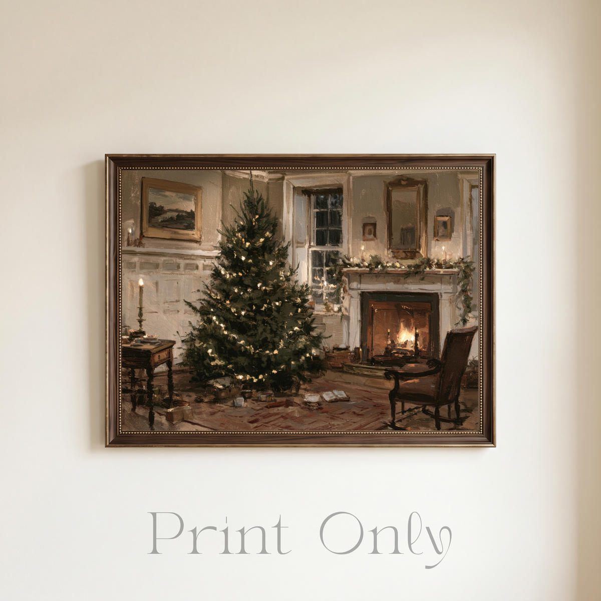Antique Christmas Scene Print
